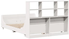 Cama com estante sem colchão 150x200 cm madeira maciça branco