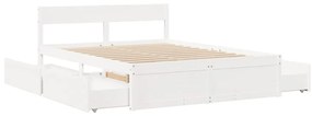 Cama sem colchão 150x200 cm madeira de pinho maciça branco