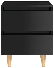 Mesa de cabeceira c/ pernas de pinho 40x35x50cm preto brilhante