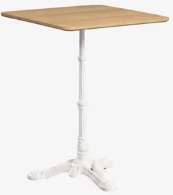 Mesa De Bar Quadrada Em Mdf Azteca 60 X 60 Cm & Castanho Madeira Natural – Branco Glacial - Sklum
