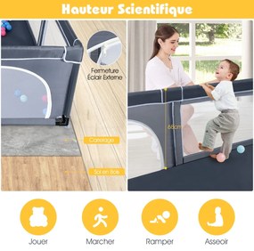Cercadinho dobrável para bebês de 124 cm x 124 cm com dispositivos de travamento - cinza claro