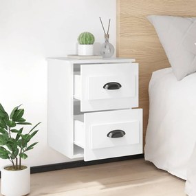 Mesa de cabeceira de parede 41,5x36x53 cm branco brilhante