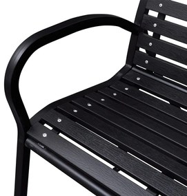 Banco de jardim 125 cm aço e WPC preto