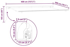 Toldo Retrátil Vermelho e Branco 400x200 cm 400 x 200 cm 4x2 m