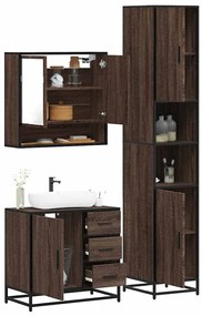 vidaXL 3 pcs conj. móveis WC derivados madeira cor carvalho castanho