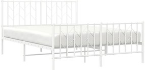 Estrutura de cama com cabeceira e pés 140x190 cm metal branco