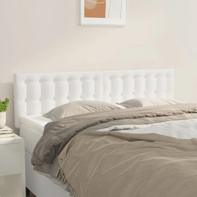 vidaXL Cabeceira de cama 2 pcs couro artificial 72x5x78/88 cm branco