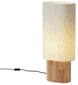 Candeeiro de pé Japandi madeira com abajur de linho 70cm - Lamel Japandi