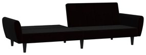 Sofá-cama de 2 lugares veludo preto