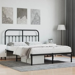 Estrutura de cama com cabeceira 140x200 cm metal preto