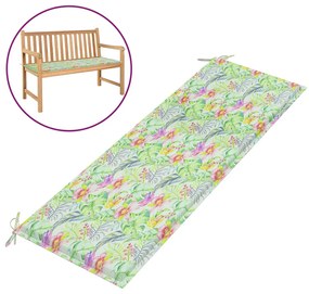 vidaXL Almofadão banco jardim 150x50x3 cm tecido oxford padrão folhas