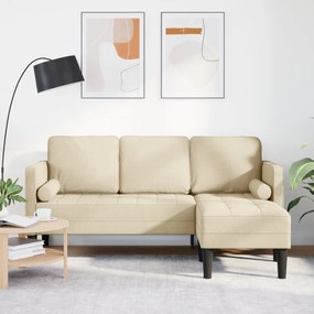 Sofá L de 3 Lugares vidaXL Creme 160 cm em Tecido