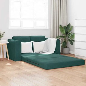 vidaXL Sofá-Cama 60cm Verde Escuro Veludo