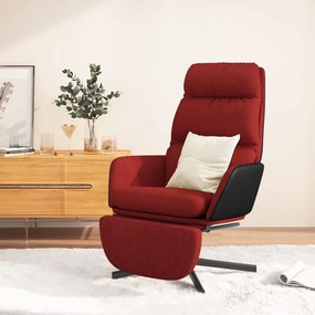 vidaXL Cadeira de descanso com apoio p/ pés tecido vermelho tinto