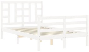 Estrutura de cama com cabeceira 120x200cm madeira maciça branco