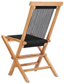 Cadeiras de jardim dobráveis 2 pcs madeira teca maciça e corda