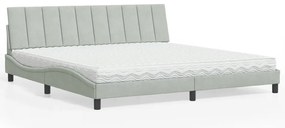 Cama com colchão 200x200 cm veludo cinzento-claro