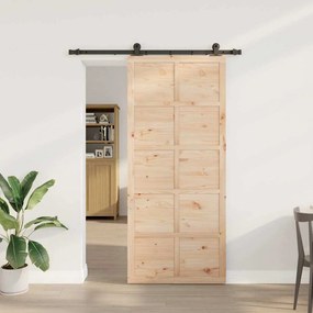vidaXL Porta Deslizante Castanho 80 x 208 cm Madeira de pinho maciça
