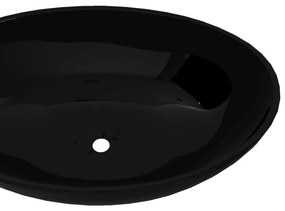 Lavatório cerâmica 40 x 33 cm,  forma oval / Preto