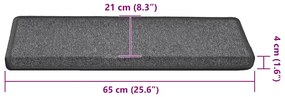 Tapetes de escadas 30 pcs 65x21x4 cm cinza-escuro