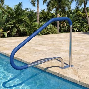 Corrimão de apoio para piscina em aço inoxidável, 119 x 79 cm, com capa antiderrapante e base de instalação rápida, para uso interior e exterior Prate