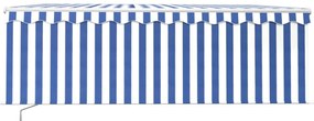 Toldo retrátil manual com estore 4x3 m azul e branco