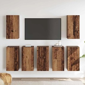 Conjunto de móvel de TV 7 pcs Madeira antiga 30.5 x 30 x 60 cm