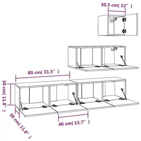 Conjunto móveis de TV 4 pcs madeira processada sonoma cinza