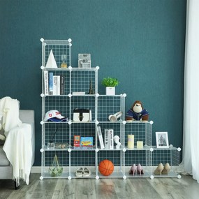 Armario de encaixe Plástico 16 cubos de grelha 123 x 31 x 123 cm branco