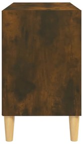 Móvel de TV pernas madeira maciça 69,5x30x50 cm carvalho fumado