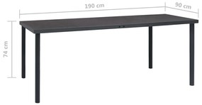 Mesa de jantar para jardim 190x90x74 cm aço antracite