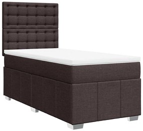 Cama com molas/colchão 90x200 cm tecido castanho-escuro