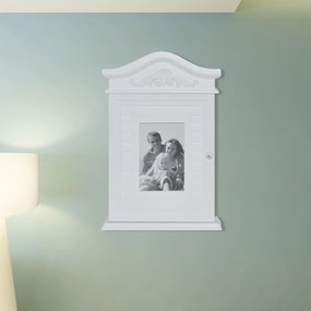 Chaveiro branco com moldura para fotos
