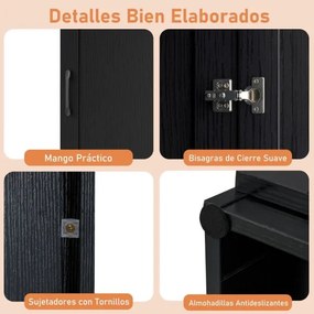 Armário Despensa 38 x 40 x 149 cm com 4 níveis e porta para cozinha e sala de estar Preto