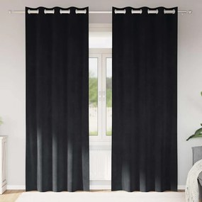 Cortinas Blackout vidaXL com Ilhós 2 pcs Veludo Preto