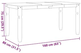 Mesa de jantar Corona 160x80x75 cm madeira pinho maciça branco
