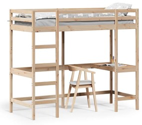 vidaXL Cama alta com secretária 80x200 cm madeira de pinho maciça