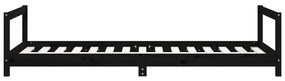 Estrutura de cama infantil 90x190 cm pinho maciço preto
