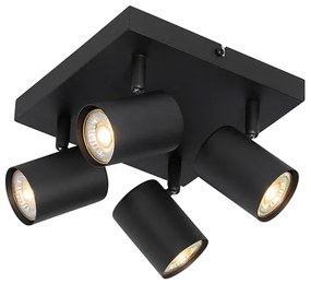 Candeeiro de teto moderno ajustável preto 4 luzes quadrado - Jeana Moderno