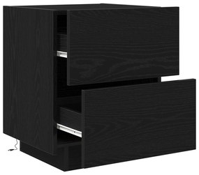 Cômodas de Cabeceira com Luzes LED 2 pcs Carvalho Preto 45x40x55 cm