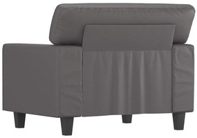 Poltrona 60 cm couro artificial cinzento
