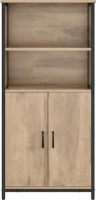 Armário de cozinha 35 x 60 x 124,5 cm com prateleiras ajustáveis cor castanho carvalho-preto