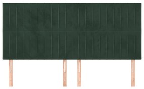 Cabeceira de cama 4 pcs veludo 90x5x78/88 cm verde-escuro