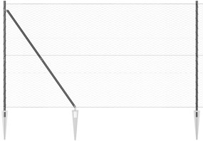 Cerca Hexagonal vidaXL Cinza 1,6x50 m Aço, Pilares de Cerca vidaXL com