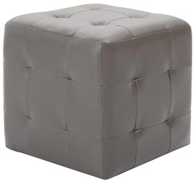 Pufe 2 pcs 30x30x30 cm couro artificial cinzento