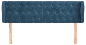 Cabeceira de cama c/ abas veludo 147x23x78/88cm azul-escuro
