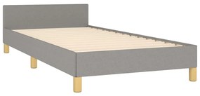 Estrutura de cama c/ cabeceira tecido 90x190 cm cinza-claro