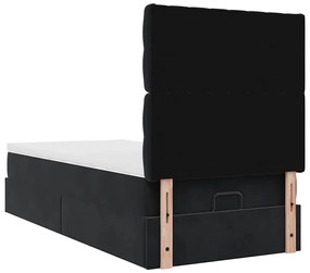 Estrutura de cama otomana com colchões preto veludo