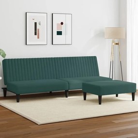 2 pcs conjunto de sofás veludo verde-escuro