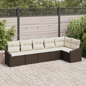 Conjunto de Jantar de Jardim em 6 Peças com Almofadas Rattan Poli Marr